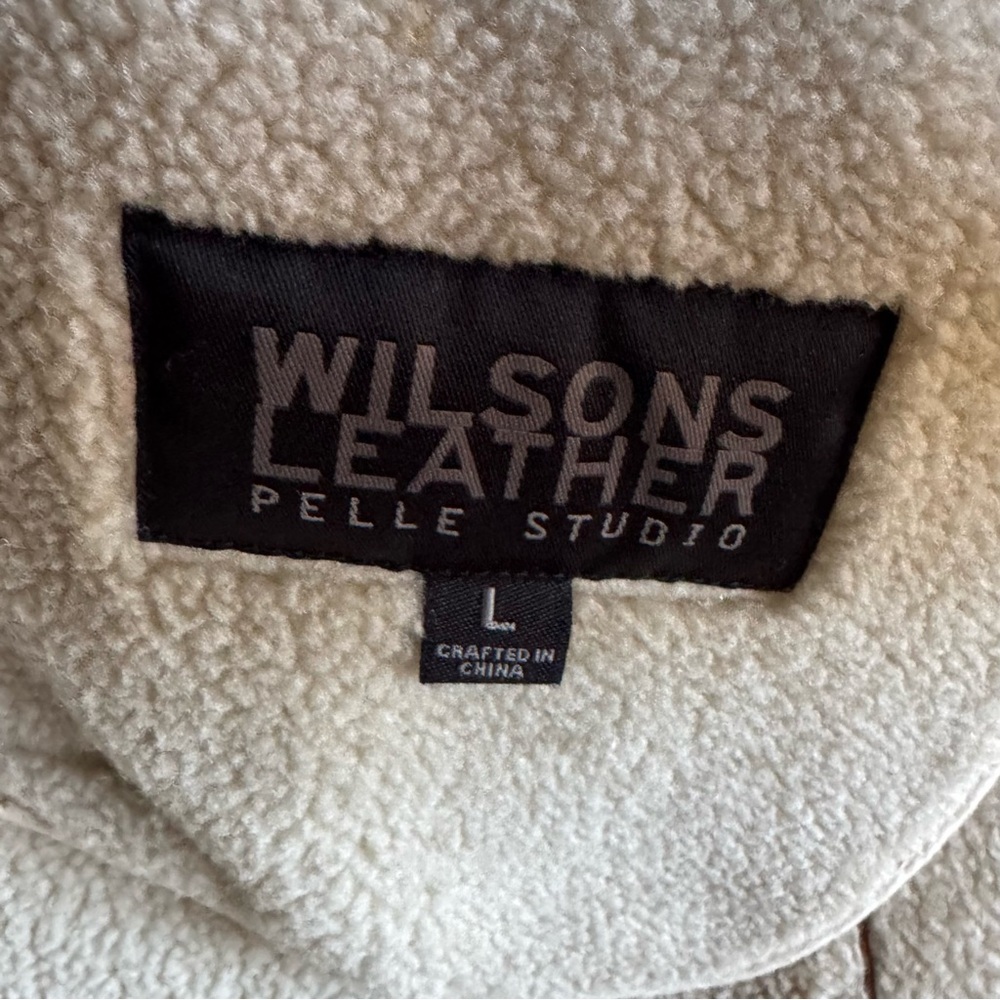 Vintage Wilsons Leather Pelle Studio Shearling Long Coat Brown Size Large - Picture 8 of 10
